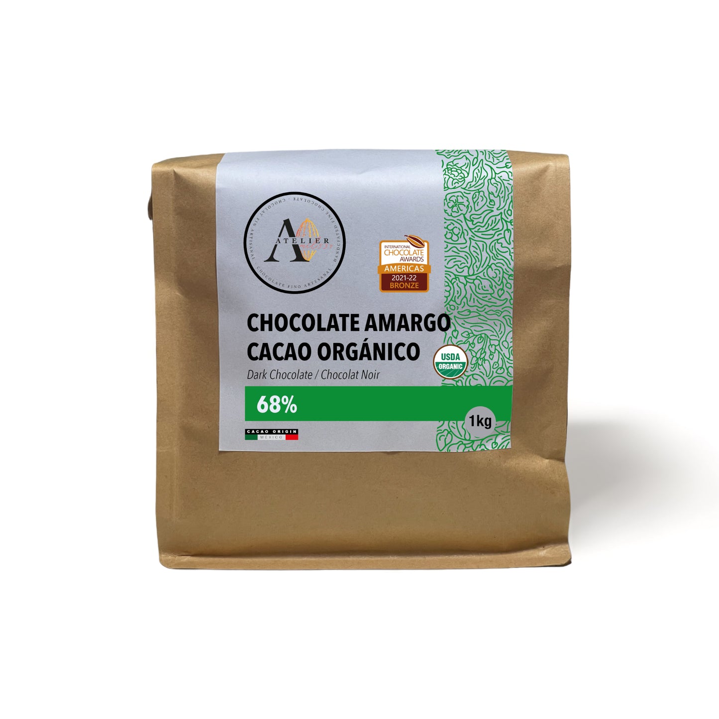 CHOCOLATE CACAO ORGÁNICO TABASCO 68% [1kg]